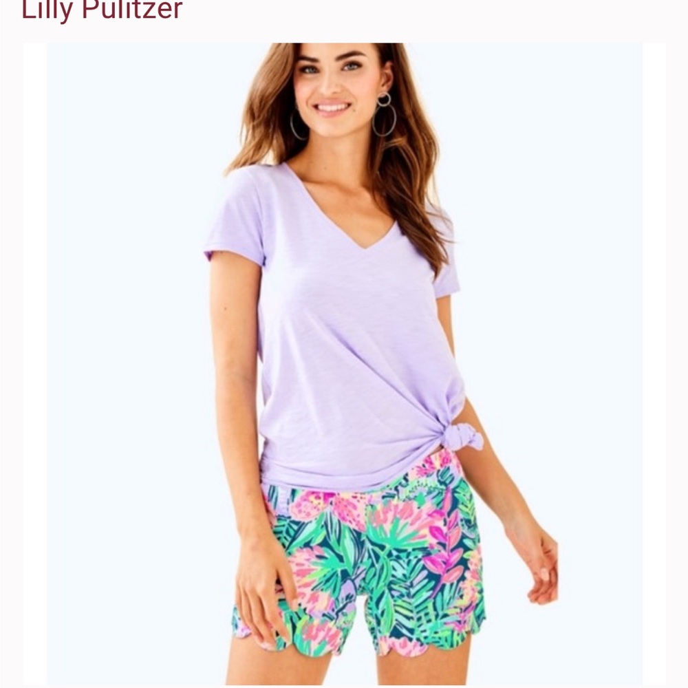 Lilly Pulitzer Magnolia Shorts Pink Floral Scallop Size 2